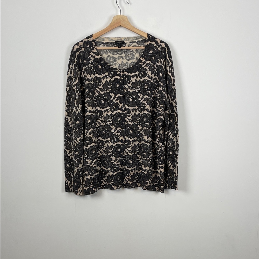 Talbots Cotton Blend Elegant Floral Lace Print Button Down Women's 2X Cardigan